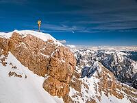 Summit cross on the Zugspitze, the highest mountain in Germany [IBR124898970]