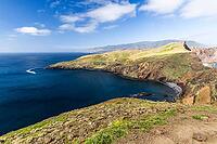 Cliff landscape by the sea, Ponta de Sao Lourenco, landscape at the eastern end of the island, Madeira Island, Portugal [IBR124899437]