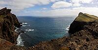 Cliff landscape by the sea, Ponta de Sao Lourenco, landscape at the eastern end of the island, Madeira Island, Portugal [IBR124899439]