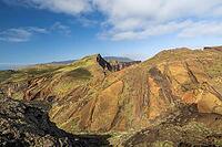 Cliff landscape by the sea, Ponta de Sao Lourenco, landscape at the eastern end of the island, Madeira Island, Portugal [IBR124899448]