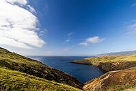 Cliff landscape by the sea, Ponta de Sao Lourenco, landscape at the eastern end of the island, Madeira Island, Portugal [IBR124899449]