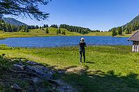 Landscape panorama, Seewaldsee, St. Koloman, Tennengau, alpine pastures, hikers, relaxation [IBR124899493]