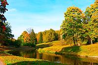 Beautiful autumn park at evening before sunset [IBR124906379]