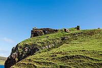 View of the historic ruins of Duntulm Castle taken on the Isle of Skye in summer 2018 [IBR124915240]
