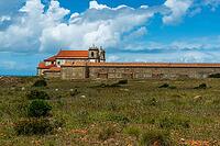 View of an old building on the Atlantic coast under a slightly cloudy sky, near Setubal in spring 2019 [IBR124915269]