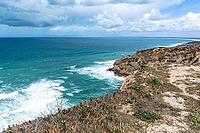 View of a rocky coast by the sea under a slightly cloudy sky, near Setubal in spring 2019 [IBR124915278]