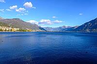 View of a lake with mountains in the background [IBR124915280]