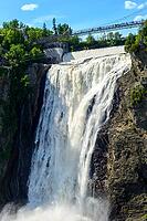 View of a bridge over a waterfall against sky [IBR124915318]