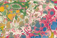 Artistic abstract Ebru marbling paint texture background featuring colorful liquid ink patterns and swirls [IBR124920202]