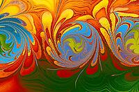 Soft pastel floral Ebru marbling texture featuring elegant tulip patterns and smooth liquid ink swirls [IBR124920206]
