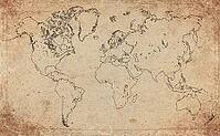 Vintage World Map on Old Paper Background [IBR124920227]