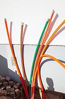 Construction site for laying fiber optic cables in front of a residential building, Bremen, Germany [IBR124920247]