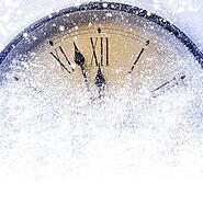 Countdown to midnight. Retro style clock counting last moments before Christmas or New Year [IBR124944036]