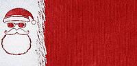 Christmas card or new year background made of santa claus symbol handwritten on snow and red craft paper [IBR124944061]