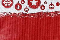 Christmas card or new year background made of xmas symbols handwritten on snow and red craft paper [IBR124944084]
