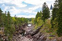 Vuoksa river and rocky canyon view in Imatra, Finland [IBR124944099]