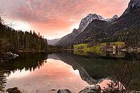 Alpine lake Hintersee autumn sunset view, Bavaria, Germany [IBR124944103]