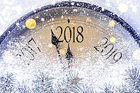 Countdown to midnight. Retro style clock counting last moments before Christmass or New Year 2018 [IBR124944131]