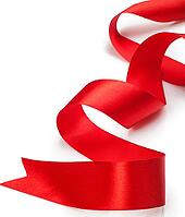 Beautiful red gift ribbon on a white background [IBR124991132]