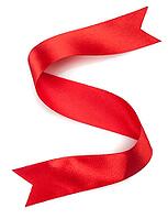 Beautiful red gift ribbon on a white background [IBR124991133]