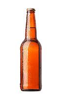 Bottle of beer with drops on white background [IBR124991144]