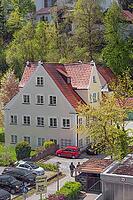 Pointed gable house in spring with blooming cherry tree, Kempten, Allgäu, Bavaria, Germany [IBR125002348]