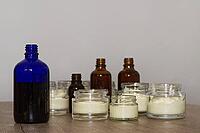 Homemade cream in small jars, Kempen, Viersen District, North Rhine-Westphalia, Germany [IBR125007605]