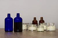 Homemade cream in small jars, Kempen, Viersen District, North Rhine-Westphalia, Germany [IBR125007606]