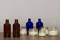 Homemade cream in small jars, Kempen, Viersen District, North Rhine-Westphalia, Germany [IBR125007607]