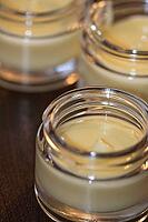 Homemade cream in small jars, Kempen, Viersen District, North Rhine-Westphalia, Germany [IBR125007632]