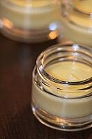 Homemade cream in small jars, Kempen, Viersen District, North Rhine-Westphalia, Germany [IBR125007633]
