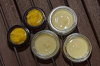 Homemade cream in small jars, Kempen, Viersen District, North Rhine-Westphalia, Germany [IBR125007639]