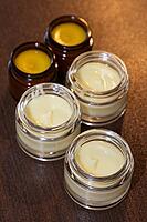 Homemade cream in small jars, Kempen, Viersen District, North Rhine-Westphalia, Germany [IBR125007658]