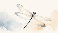 Minimalistic dragonfly drawing with delicate lines and soft colors, AI generated [IBR125026310]