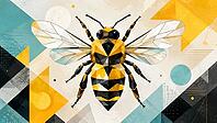 Geometric bee with triangles and yellow accents, AI generated [IBR125026315]