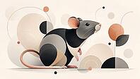 Minimalistic and geometric illustration of a rat in abstract design, AI generated [IBR125026319]
