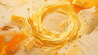 A dynamic, swirl-like swirl of yellow and orange cheese generated by AI, AI generated [IBR125026341]