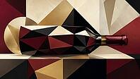 Wine bottle in a geometric design with bold colors and modern shapes, AI generated [IBR125026342]
