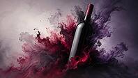 Wine bottle against dark clouds in a powerful and dramatic color scheme, generated by AI, AI generated [IBR125026344]