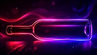 Wine bottle in neon lighting with a futuristic glowing style, AI generated [IBR125026346]