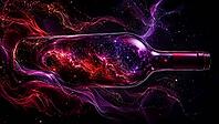 Bottle filled with a galactic pattern in atmospheric colors, AI generates, AI generated [IBR125026347]