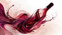 Wine bottle with a flowing dynamic pattern in watercolors, AI generated [IBR125026349]