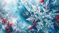 Abstract ice crystals and snowflakes in cool shades of blue with a touch of red, AI generated [IBR125026350]