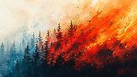 A forest in a sea of flames, the intense colors depict the force of nature and destruction, AI generates, AI generated [IBR125026355]