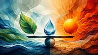 Balance of the elements water, earth and sun clarified through symmetrical design, AI generates, AI generated [IBR125026364]
