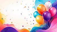 Colored balloons with confetti, festive and cheerful atmosphere, AI generated [IBR125026388]