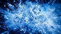Dramatic explosion of ice cube cubes in blue, with dynamic shards add energy to the scene, AI generates, AI generated [IBR125026391]