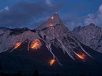 Solstice fire in the mountains near Ehrwald in Tyrol, Austria [IBR125030441]
