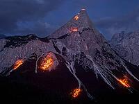 Solstice fire in the mountains near Ehrwald in Tyrol, Austria [IBR125030451]