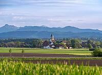 View of Polling, Pfaffenwinkel, Upper Bavaria, Bavaria, Germany [IBR125030507]